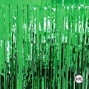 party baazaar green foil curtains for birthday decoration  birthday foil curtain  foil fringe curtain for birthday anniversary retirement baby shower decoration pack of 4 size 6x3 feet