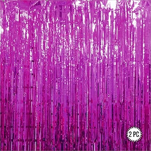 pink foil curtains for birthday decoration  birthday foil curtain  foil fringe curtain for birthday anniversary retirement baby shower decoration pack of 2 size 6x3 feet