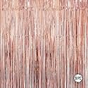 Rose Gold Foil Curtains for Birthday Decoration | Birthday Foil Curtain | Foil Fringe Curtain for Birthday, Anniversary, Retirement, Baby Shower Decoration (Pack of 6, Size: 6x3 Feet)