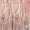 Rose Gold Foil Curtains for Birthday Decoration | Birthday Foil Curtain | Foil Fringe Curtain for Birthday, Anniversary, Retirement, Baby Shower Decoration (Pack of 4, Size: 6x3 Feet)