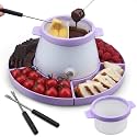 Party Desserts Electric Fondue Pot Set with 2 Pots, Candy & Chocolate Melting Pot, Melting Chocolate Warmer for Dipping, Fondue Pot Electric Set, Fondue Forks Included, 2.5 Cups, Lavender