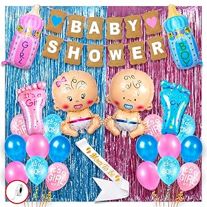 party propz baby shower balloons decoration kit- pack of 62 dohale jevan decoration  mom to be decoration items set  backdrop decoration  mom to be sash  baby shower decorations