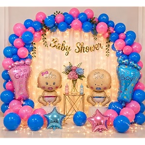 party propz baby shower decorations kit - 49pcs mom to be decoration items set with baby shower balloons banner amp lights maternity props for photoshoot latex foil cardstock