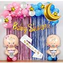 Party Propz Baby Shower Decorations Kit – 62 Pcs Baby Shower Props Decoration Items with Mom To Be Sash, Foil Balloons, Banner &amp; Foil Curtains, Maternity Photoshoot Accessories