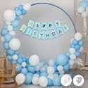 Party Propz Birthday Decoration Kit for Boys – 53 Pcs Blue and White Balloons for Decoration, Pastel Balloons for Decoration, Happy Birthday Decoration Kit with Banner (Cardstock)