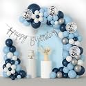 Party Propz Birthday Decoration Kit for Boys – 58 Pcs Blue Birthday Balloon Decoration Set, Happy Birthday Decoration Kit for Husband, Blue, White, Silver Balloons (Foil, Latex,Cardstock)