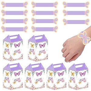 party propz butterfly decoration items -18pcs butterfly gift box wrist band for kids  butterfly theme birthday decoration  butterfly theme return gifts for kids  return gift bags for kids birthday