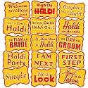 Party Propz Haldi Props for Decoration - 15 Pcs Haldi Decoration Items for Marriage, Haldi Props for Bride and Family and Groom Family, Wedding Props for Haldi Ceremony (Cardstock)
