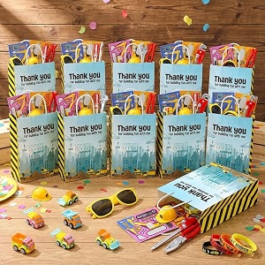 party propz construction theme birthday return gifts for kids - 70 pcs3d toystool penkey chaineyeglassesslap bands gift bag return gift for kids 6-12 kanjak gifts for girls
