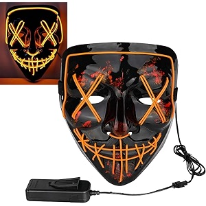 party propz horror halloween masks for adults  1 pc led scary mask for hacker face devil masks halloween face mask neon party led yellow