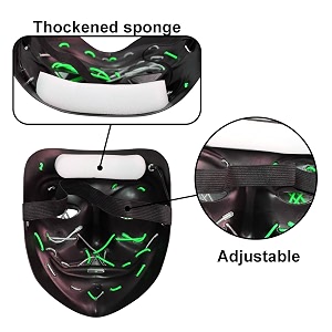 party propz horror halloween masks for adults  1 pc led scary mask for hacker face devil masks halloween face mask neon party led dark green