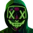 Party Propz Halloween Masks For Adults -1 Pcs, Ghost Face, Hacker Masks, Horror Mask For Men, Neon Mask For Party, Glow In Dark, Face Cover For Adults, Devil Look, Halloween Costume (neon Green)