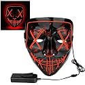 Party Propz Horror Halloween Masks For Adults – 1 Pc Led Scary Mask for Hacker Face, Devil Mask, Money Heist Full Face, Masquerade for Men, Neon Party (Led, orange)