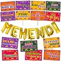 Party Propz Mehandi Decoration Items for Marriage - 15Pcs Mehendi Props, Foil Mehandi Balloons, Marriage Decoration Items, Mehendi Decoration Items for Home, Haldi Mehndi Decoration Items for Wedding