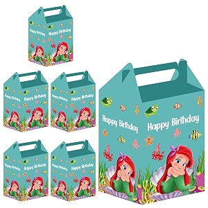party propz mermaid theme party favours pack - 6 pcs return gifts for girls  wrist band for kids  slap bands  gift box set