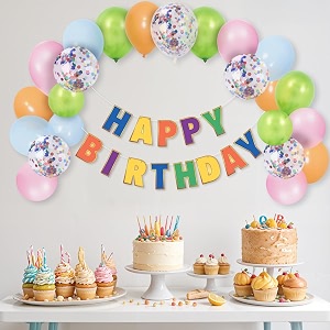 party propz multicolor birthday decorations - 27 pcs  decoration items for kids boys girls  balloons cardstock latex