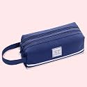 Party Propz Blue Polyester Pencil Pouch - Large Capacity Two Compartment Pencil Case for Kids, Adults, School, College, Office