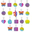 Party Propz Pop It Keychain - 18 Pcs, Return Gifts for Kids, Simple Fidget Popper Toy, Small Gifts for Kids, Fidget Keychain, Return Gifts for Birthday