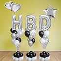 Party Propz Silver Theme Birthday Decoration Items - 35 Pcs Birthday Decoration Kit | Happy Birthday Banner | Foil Balloons | Birthday Balloons for Decoration | Confetti Balloons (Foil,Latex)