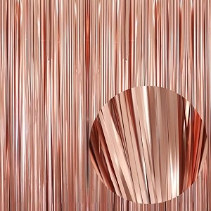 party town metallic foil fringe curtains 3ft  6ft for birthday wedding  engagement  bridal shower  baby shower  bachelorette celebration party decorations pack of 3 rose gold