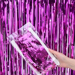 party town metallic foil fringe curtains 3ft  6ft for birthday wedding  engagement  bridal shower  baby shower  bachelorette celebration party decorations pack of 1 pink