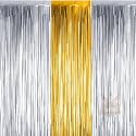 Party town Metallic Foil Fringe Curtains (3ft * 6ft) for Birthday| Wedding | Engagement | Bridal Shower | Baby Shower | Bachelorette Celebration, Party Decorations (Pack of 3, Silver Golden Silver)