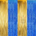 Party Town Metallic Foil Fringe Curtains (3ft * 6ft) for Birthday| Wedding | Engagement | Bridal Shower | Baby Shower | Bachelorette Celebration, Party Decorations (Pack of 4, Blue Golden)