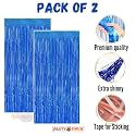 Party town Metallic Foil Fringe Curtains (3ft * 6ft) for Birthday| Wedding | Engagement | Bridal Shower | Baby Shower | Bachelorette Celebration, Party Decorations (Pack of 2, Blue)