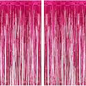 Party town Metallic Foil Fringe Curtains (3ft * 6ft) for Birthday| Wedding | Engagement | Bridal Shower | Baby Shower | Bachelorette Celebration, Party Decorations (Pack of 2, Pink)