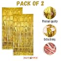 Party town Metallic Foil Fringe Curtains (3ft * 6ft) for Birthday| Wedding | Engagement | Bridal Shower | Baby Shower | Bachelorette Celebration, Party Decorations (Pack of 2, Golden)