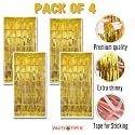 Party town Metallic Foil Fringe Curtains (3ft * 6ft) for Birthday| Wedding | Engagement | Bridal Shower | Baby Shower | Bachelorette Celebration, Party Decorations (Pack of 4, Golden)