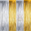 Party town Metallic Foil Fringe Curtains (3ft * 6ft) for Birthday| Wedding | Engagement | Bridal Shower | Baby Shower | Bachelorette Celebration, Party Decorations (Pack of 4, Golden Silver)
