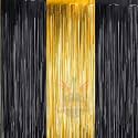 Party town Metallic Foil Fringe Curtains (3ft * 6ft) for Birthday| Wedding | Engagement | Bridal Shower | Baby Shower | Bachelorette Celebration, Party Decorations (Pack of 3, Black Golden Black)