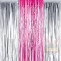 Party town Metallic Foil Fringe Curtains (3ft * 6ft) for Birthday| Wedding | Engagement | Bridal Shower | Baby Shower | Bachelorette Celebration, Party Decorations (Pack of 3, Silver Pink Silver)