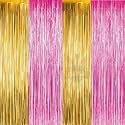 Party town Metallic Foil Fringe Curtains (3ft * 6ft) for Birthday| Wedding | Engagement | Bridal Shower | Baby Shower | Bachelorette Celebration, Party Decorations (Pack of 4, Pink Golden)