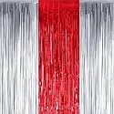 Party town Metallic Foil Fringe Curtains (3ft * 6ft) for Birthday| Wedding | Engagement | Bridal Shower | Baby Shower | Bachelorette Celebration, Party Decorations (Pack of 3, Silver Red Silver)