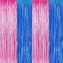 Party town Metallic Foil Fringe Curtains (3ft * 6ft) for Birthday| Wedding | Engagement | Bridal Shower | Baby Shower | Bachelorette Celebration, Party Decorations (Pack of 4, Blue Pink)