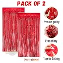 Party town Metallic Foil Fringe Curtains (3ft * 6ft) for Birthday| Wedding | Engagement | Bridal Shower | Baby Shower | Bachelorette Celebration, Party Decorations (Pack of 2, Red)