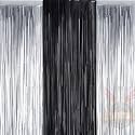 Party town Metallic Foil Fringe Curtains (3ft * 6ft) for Birthday| Wedding | Engagement | Bridal Shower | Baby Shower | Bachelorette Celebration, Party Decorations (Pack of 3, Silver Black Silver)