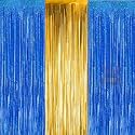 Party town Metallic Foil Fringe Curtains (3ft * 6ft) for Birthday| Wedding | Engagement | Bridal Shower | Baby Shower | Bachelorette Celebration, Party Decorations (Pack of 3, Blue Golden Blue)