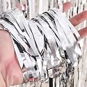 Party town Metallic Foil Fringe Curtains (3ft * 6ft) for Birthday| Wedding | Engagement | Bridal Shower | Baby Shower | Bachelorette Celebration, Party Decorations (Pack of 1, Silver)