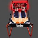 PartyLife 2-Player Basketball Arcade Game w/LED Lights | Electronic Scoring | 5 Balls, 1 Pump, 8 Games | Folding Design | Heavy-Duty Steel Frame