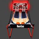 PartyLife 2-Player Basketball Arcade Game w/LED Lights | Electronic Scoring | 5 Balls, 1 Pump, 8 Games | Folding Design | Heavy-Duty Steel Frame