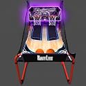 PartyLife 2-Player Basketball Arcade Game w/LED Lights | Electronic Scoring | 5 Balls, 1 Pump, 8 Games | Folding Design | Heavy-Duty Steel Frame
