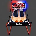 PartyLife 2-Player Basketball Arcade Game w/LED Lights | Electronic Scoring | 5 Balls, 1 Pump, 8 Games | Folding Design | Heavy-Duty Steel Frame