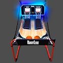 PartyLife 2-Player Basketball Arcade Game w/LED Lights | Electronic Scoring | 5 Balls, 1 Pump, 8 Games | Folding Design | Heavy-Duty Steel Frame