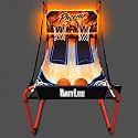 PartyLife 2-Player Basketball Arcade Game w/LED Lights | Electronic Scoring | 5 Balls, 1 Pump, 8 Games | Folding Design | Heavy-Duty Steel Frame
