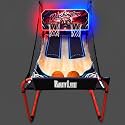 PartyLife 2-Player Basketball Arcade Game w/LED Lights | Electronic Scoring | 5 Balls, 1 Pump, 8 Games | Folding Design | Heavy-Duty Steel Frame