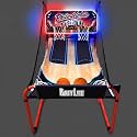 PartyLife 2-Player Basketball Arcade Game w/LED Lights | Electronic Scoring | 5 Balls, 1 Pump, 8 Games | Folding Design | Heavy-Duty Steel Frame