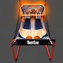 PartyLife 2-Player Basketball Arcade Game w/LED Lights | Electronic Scoring | 5 Balls, 1 Pump, 8 Games | Folding Design | Heavy-Duty Steel Frame